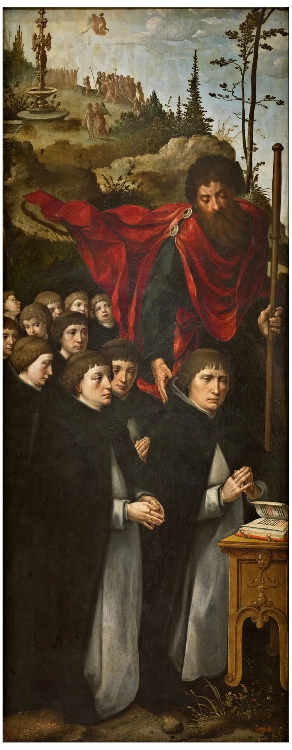 San Giacomo il Maggiore con i donatori in preghiera (fronte). San Sebastiano (retro) - Museo del Prado, Madrid